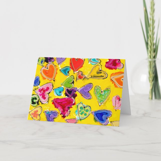 Cartão de Nota de Vazio de Corações Preenchidos co (Frente)