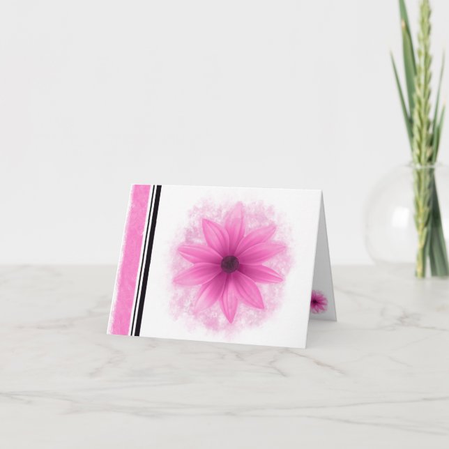 Cartão de nota de vazio de flor rosa (Frente)