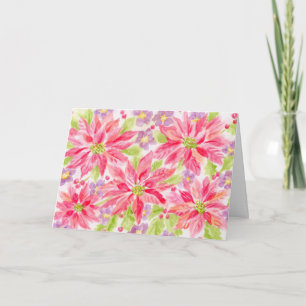 Cartão de Nota de Vazio de Poinsettias Bonito de N