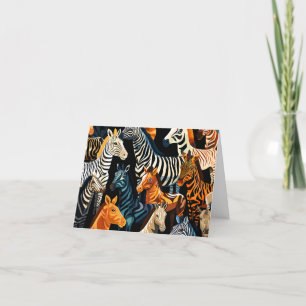 Cartão de Nota de Vazio de Zebra Selvagem Selvagem