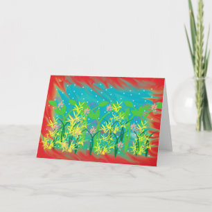 Cartão de Nota de vazio, Jardim Flor Fantasia