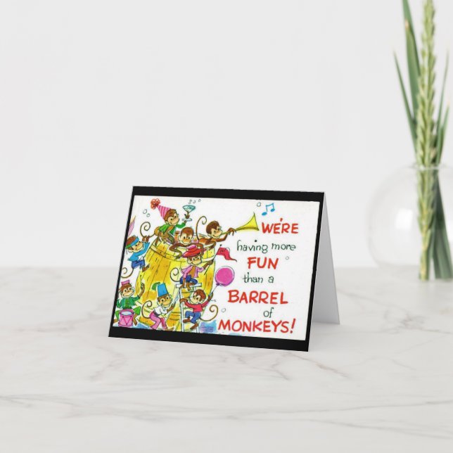 Cartão de Nota Divertida de Macacos (Frente)