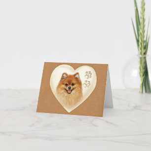 Cartão de nota do cão de Pomeranian, obrigado