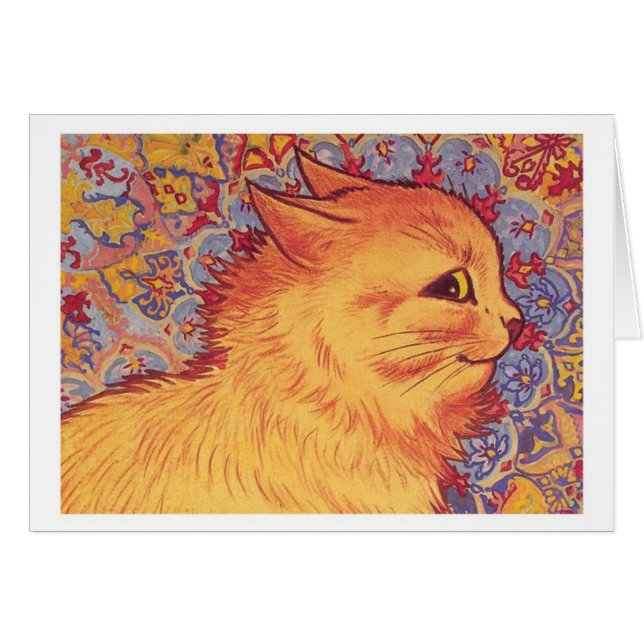 Cartão de Nota do Cat Louis Wain Tabby Laranja (Frente Horizontal)