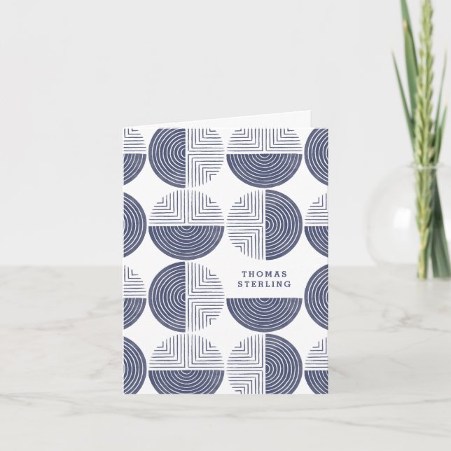 Cartão de Nota do Círculo Labirinto - Azul (Frente)