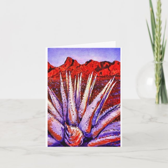 Cartão de nota do deserto de aquarela   (Frente)