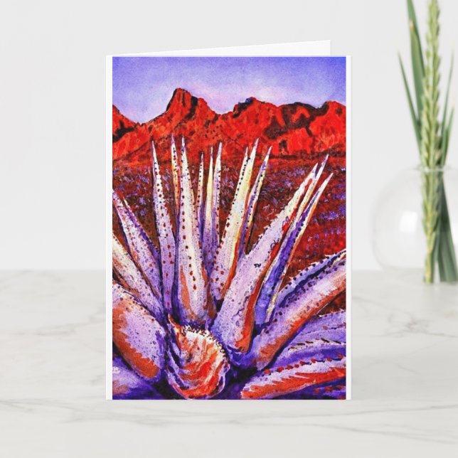 Cartão de nota do deserto em aquarela   (Frente)