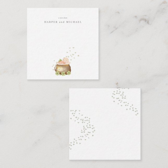 Cartão de nota do dia de São Patrício em aquarela  (Frente/Verso)