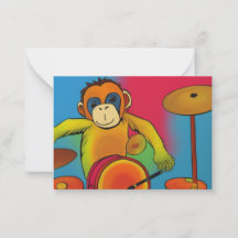 Cartão de Nota do Drummer Macaco Funkey
