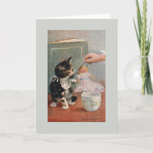 Cartão de nota do gatinho do vintage