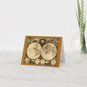 Cartão de Nota do Mapa Antigo Mundial