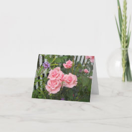 Cartão de Nota Dobrada com Rosas Cor-de-Rosa em Br
