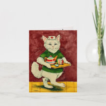 Cartão de Nota Dobrada de Gato de Enfermeiro