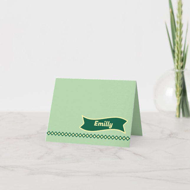 Cartão de Nota Dobrada de Pastel Elegante | Seu te (Frente)