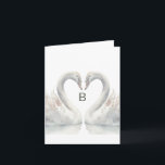 Cartão de Nota Dobrada Monograma de Swan<br><div class="desc">Cartões de nota monograma com um design de cisne romântico. Papel de carta personalizado perfeito para recém-casados e outros. O dentro é vazio para a sua nota ou mensagem. Personalize a parte frontal da placa com a inicial desejada. Use a modelo para criar seus cartões de nota monograma.</div>