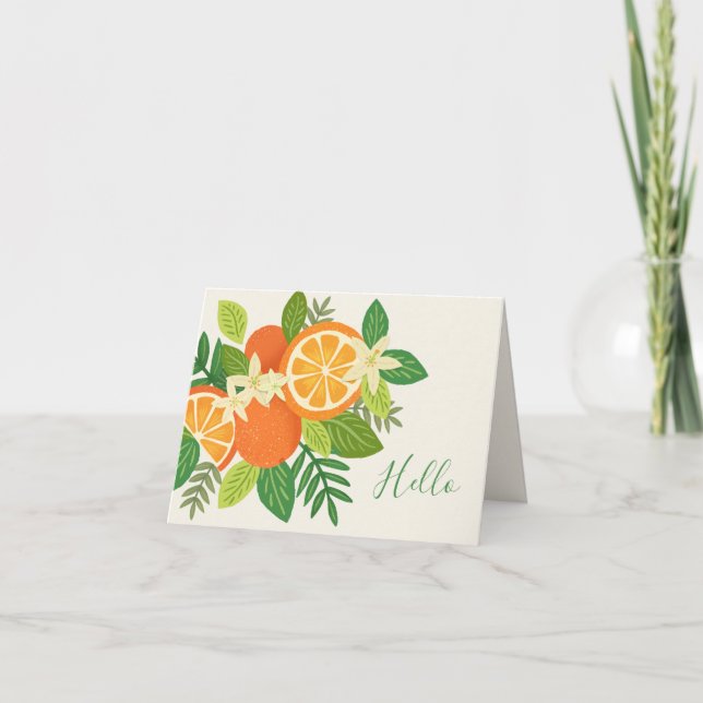 Cartão de Nota Dobrada Personalizada Laranja Bloss (Frente)