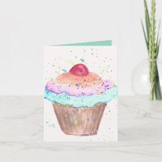 Cartão de Nota Dobrado de Cupcake