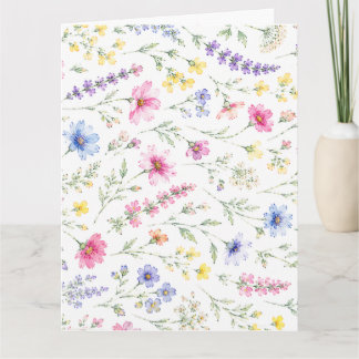 Cartão de Nota Dobrado de Flor Silvestre Aquarela