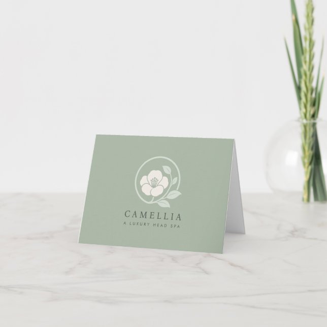 Cartão de Nota Dobrável de Spa de Cabeça Moderno e (Frente)