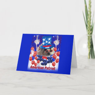 Cartão de Nota Dobrável Poodle Patriota Americano