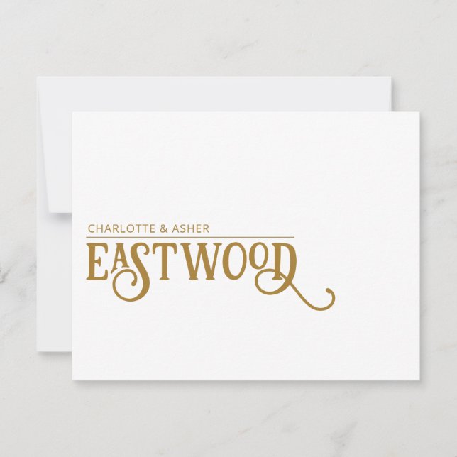 Cartão de Nota Dourada de Nome de Casal Exclusivo (Frente)