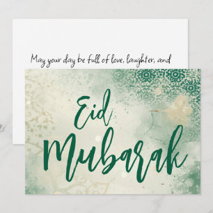 Cartão de Nota Eid Mubarak elegante verde