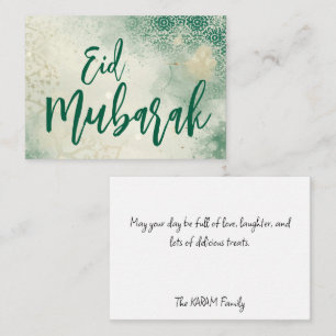 Cartão de Nota Eid Mubarak elegante verde