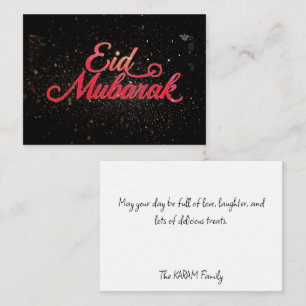 Cartão de Nota Eid Mubarak Preto e Vermelho