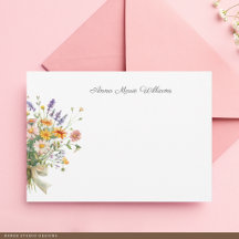 Cartão de Nota Elegante Boho Wildflower