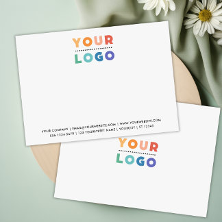 Cartão de Nota Elegante Branco Mínimo para Logotip