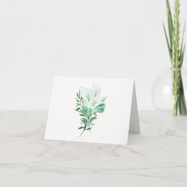 Cartão de Nota Elegante de Flores Lilosas de Calla (Frente)