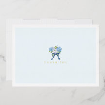 Cartão de Nota Elegante em Aquarela Azul com Folha