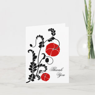 Cartão de Nota Elegante Red Poppy Obrigado