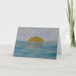 Cartão de Nota em Aquarela Praia Dia Ensolarado