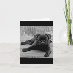 Cartão de Nota em Branco Cachorro Pug Preto e Bran