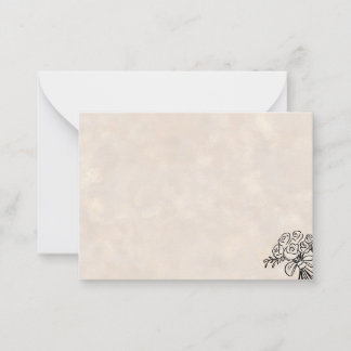 Cartão de Nota em Branco com Buquê de Rosas Desenh