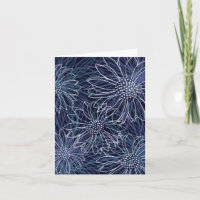 Cartão de Nota em Branco com Estampa Floral Abstra
