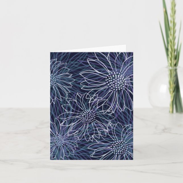 Cartão de Nota em Branco com Estampa Floral Abstra (Frente)