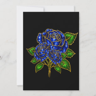 Cartão de Nota em Branco com Rosa Azul Safira Boni