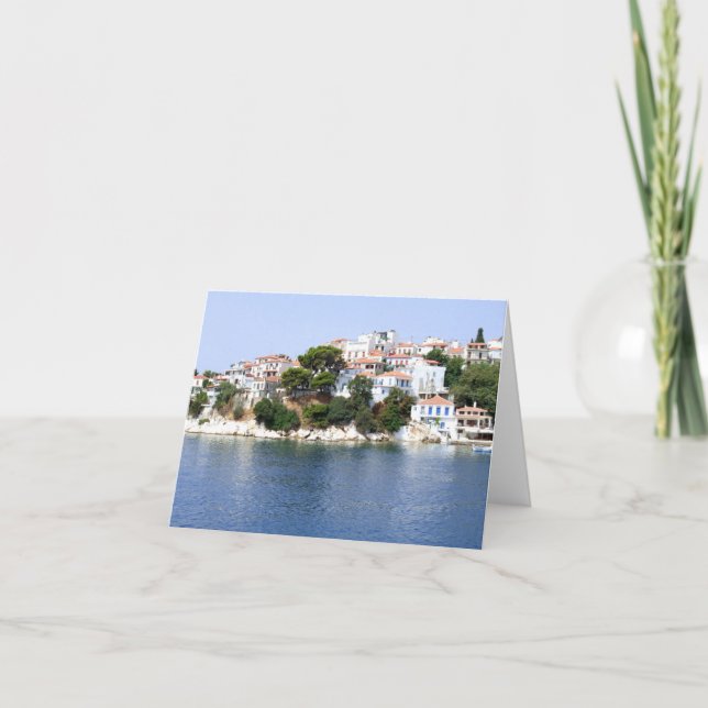 Cartão de Nota em Branco da Ilha de Skiathos, Gréc (Frente)