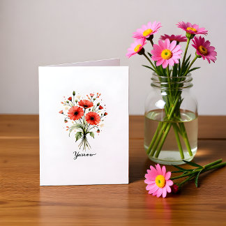 Cartão de Nota em Branco Floral de Mil-folhas