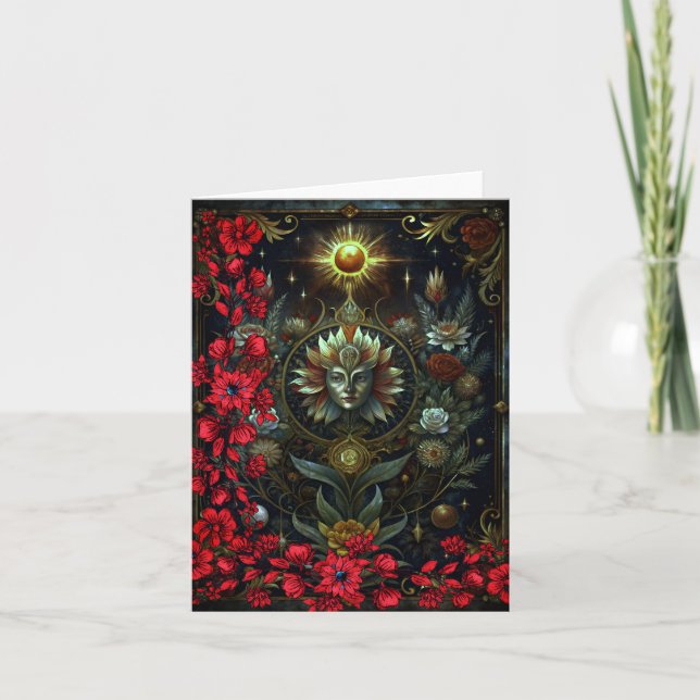 Cartão de Nota em Branco Leitor de Tarot Floral (Frente)