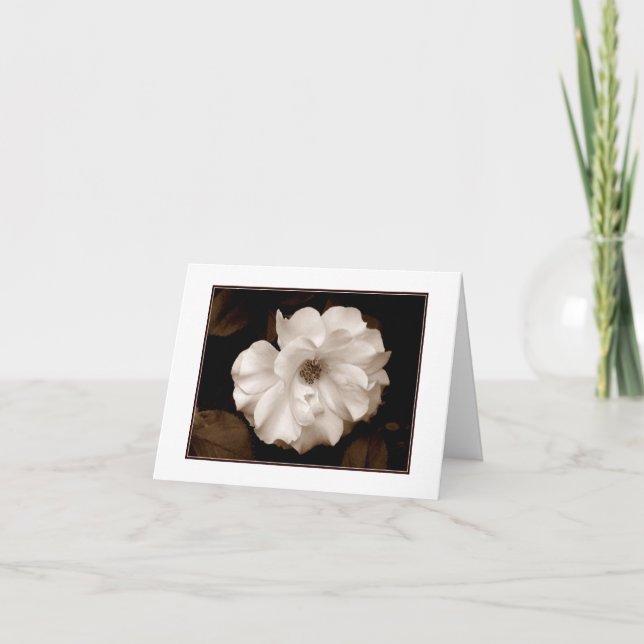 Cartão de Nota em Branco 'Spring Sepia Rose' (Frente)