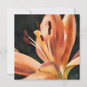 Cartão de Nota Flor de Arte Laranja Lily