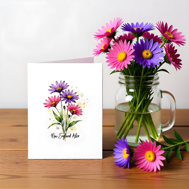 Cartão de Nota Floral Aster da Nova Inglaterra (Criador carregado)