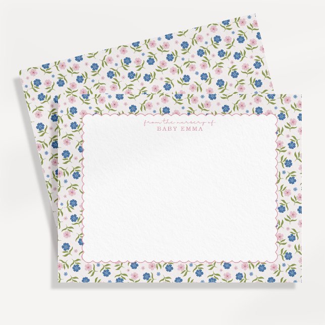 Cartão de nota floral azul e rosa com recorte rend (Criador carregado)