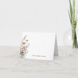 Cartão de Nota Floral Chic Elegante Personalizado