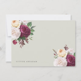 Cartão de nota floral de flores vintage
