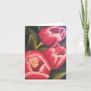 cartão de nota floral de tulipas vermelha