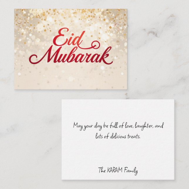Cartão de Nota Floral Eid Mubarak (Frente/Verso)